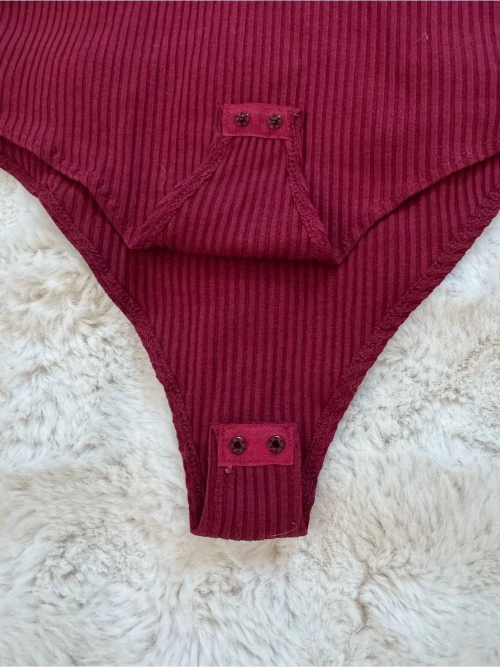 Haute Monde Burgundy Ring Front Plunge One Piece Bodysuit Strappy Stretch L